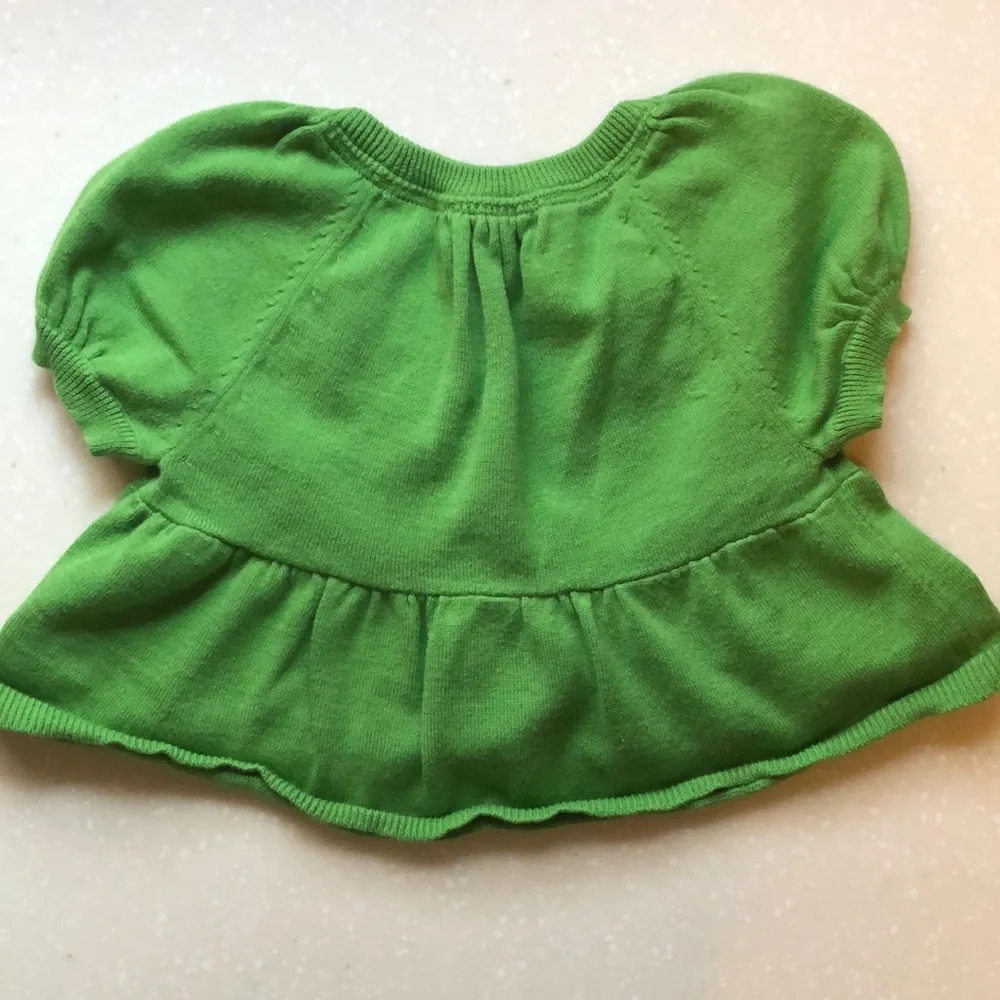 GapKids Green Cropped Button Short Sleeve Cotton Sweater Size XS 4 5 Girls